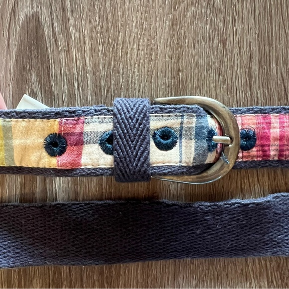 Vintage American Eagle Plaid Cotton Belt - Picture 3 of 7